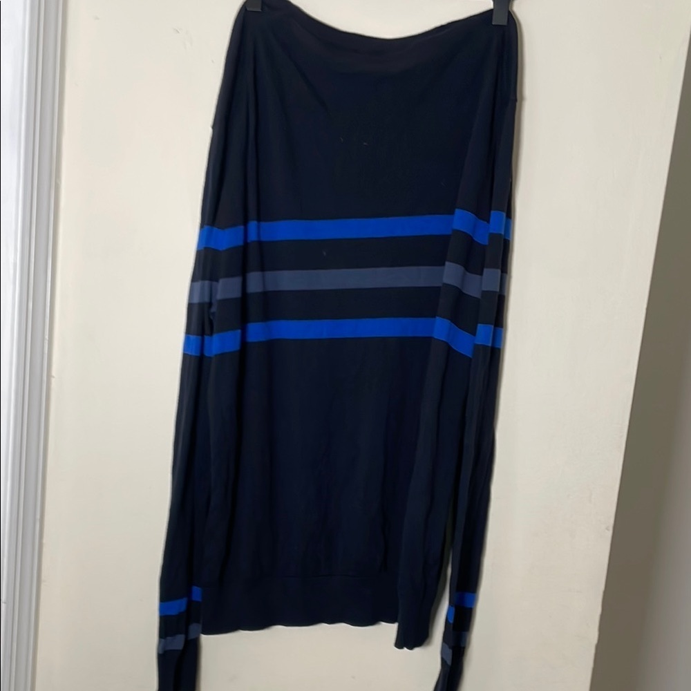 VINCE Mens Sweater Size XL Pullover Crew Navy w/ Stripes - Picture 4 of 7